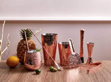 Sky Fish Cocktail Shaker Set, Etched Copper Cocktail Shaker Kit in Gift Box 7-Piece Set, Hand Wash, (Copper)