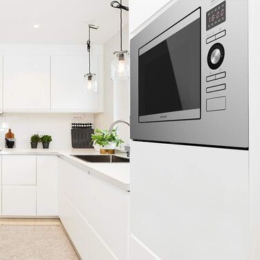 Мікрохвильова піч Cecotec GrandHeat 2090 вбудована, 20 л, 800 Вт, гриль, 8 програм, таймер, сталь