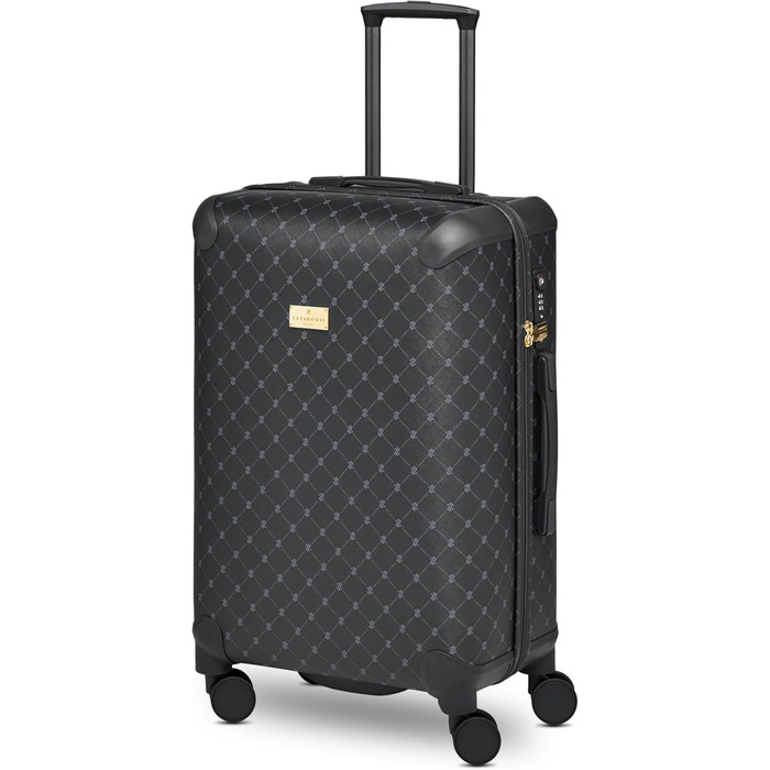 Чорний валіза середнього розміру Lazarotti Palermo (66 см) | Тріумф середній валіза-тележка 49 x 29 x 66 см | Легкий гібридний матеріал з логотипом та захистом кутів | 4 подвійні колеса та TSA-замок для жінок та чоловіків