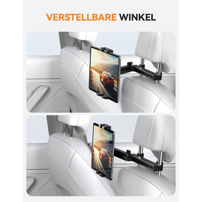 Тримач для планшета в авто TECKNET: універсальний, 360° обертання, для iPad, iPhone, Galaxy Tab, Switch (4.7-12.9