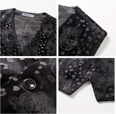 Чоловічий 4-частинний класичний костюмний жилет з жакардової тканини з краваткою-метеликом, краваткою та кишеньковим хустинкою, матовий чорний, розмір S