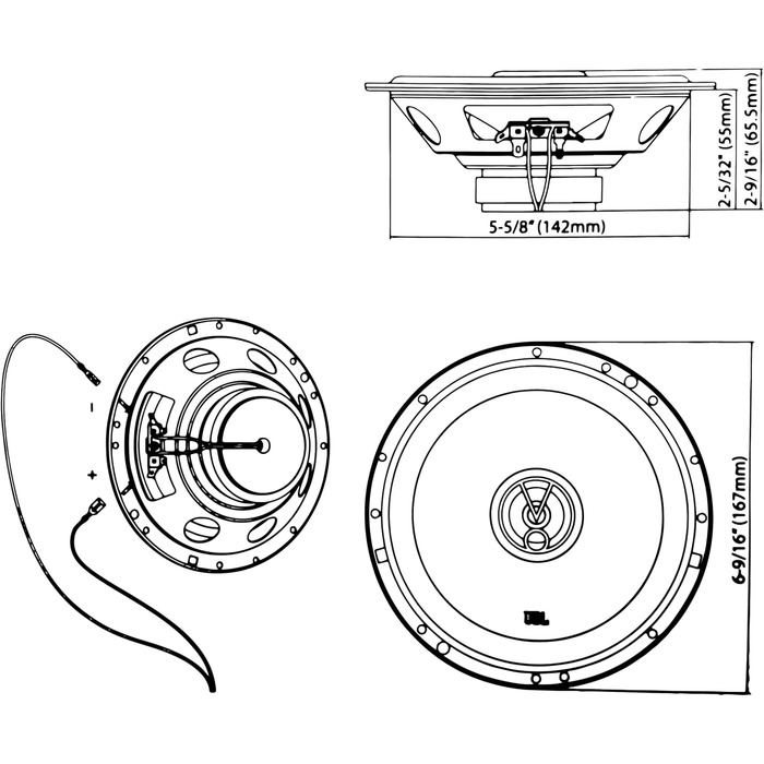 JBL Stage1 61F 2-смугові автомобільні динаміки Harman Kardon, 200 Вт, 40 Вт RMS, комплект 2 шт., 16,5 см (6,5''), чорні