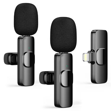Беспроводной микрофон-зарядка Lavalier USB-C 2 в 1 для iPhone, шумоподавление KI, мини-микрофон для видеоблогинга, видео, подкастов, интервью, TikTok, YouTube - Черный (2 TX + 1 RX) (2 Mic для iOS)