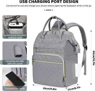 Жіночий рюкзак з відділенням для ноутбука 15.6 дюймів, шкільний рюкзак для дівчат-підлітків, сумка для університету, робочий рюкзак, подарунок для жінок, водонепроникний (підходить для ноутбука 15.6 дюймів, S41-x-gray)