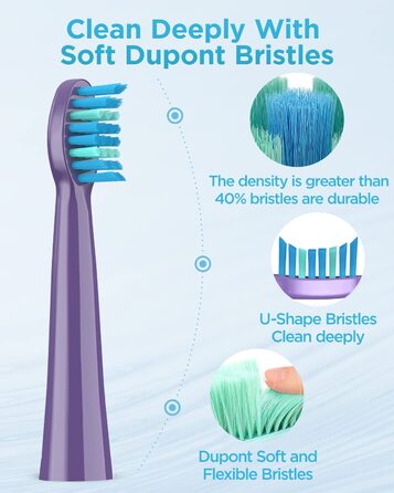 Електрична зубна щітка Hyazinthe з 8 насадками, швидка зарядка 3 години, 5 режимів, таймер 2 хвилини