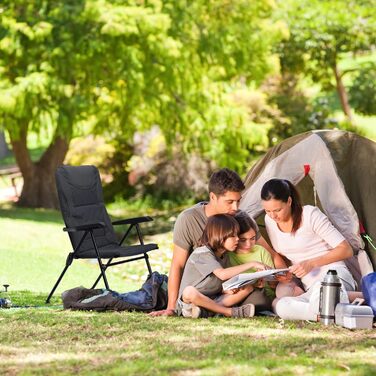 Крісло для кемпінгу Relaxdays COMFORT, з підлокітниками, регульоване, сіре