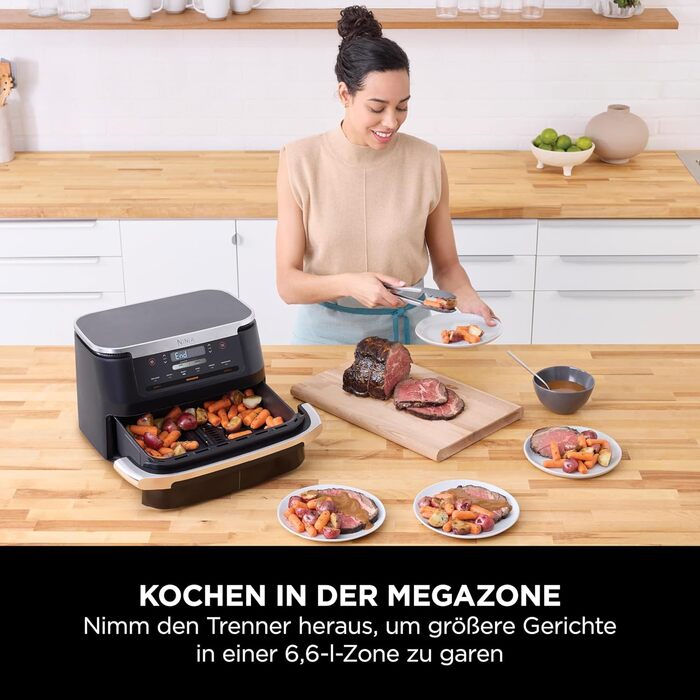 Фритюрниця Ninja FlexDrawer Air Fryer 6.6л, чорна, 6-в-1, без олії, Dual Zone, AF550EU