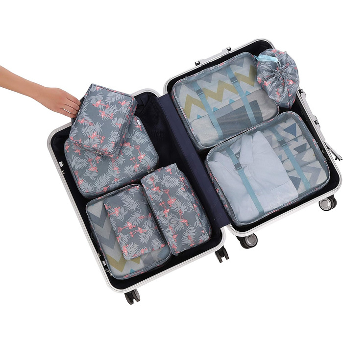 Набір органайзерів для валізи BAGAIL (8 шт.) - Кубики для пакування, набір для подорожей, колір: фламінго