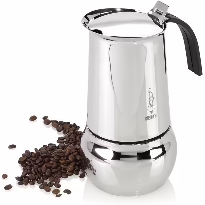 Bialetti Kitty Coffee Maker with Induction Base, Stainless Steel, Silver, 10 Cups