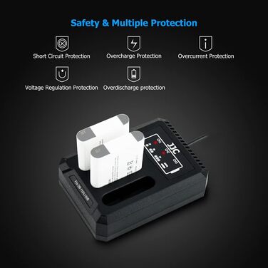 Зарядний пристрій JJC USB, трипортовий адаптер для камер Ricoh GRIII WG-6, Olympus Tough TG-6, TG-5, TG-4, TG-3, TG-2, TG-1, Stylus X-Z2 iHS, SP-100 та Olympus/Ricoh Olympus LI-90B/Ricoh DB-110