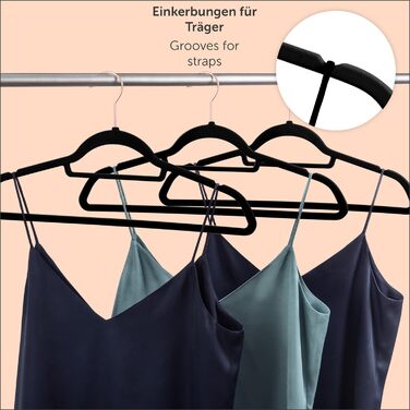 Blumtal Clothes Hangers 50 Pieces - Velvet Clothes Hangers 360° Swivel and Load-Bearing - Space-Saving and Non-Slip Clothes Hangers - Black Clothes Hangers with Velvet Cover - Velvet Hangers - Black Velvet Clothes Hangers