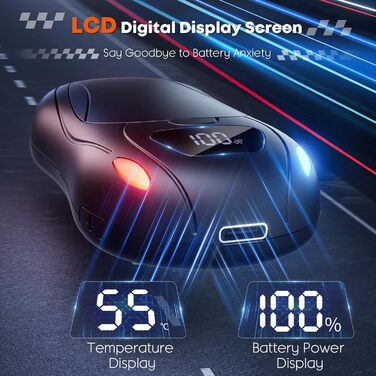 Електричний гріє для рук 2 шт., 12000 мАг, з магнітною двосторонньою системою підігріву та цифровим індикатором температури та заряду батареї, для відпочинку на природі/кемпінгу, чорний