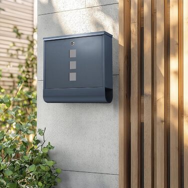 Поштовий ящик Zedelmaier XXL з нержавіючої сталі, індивідуальне гравіювання, 35x35 см, 4 ключі, для листів B5/C4, з газетницею, RAL 7016 Антрацит