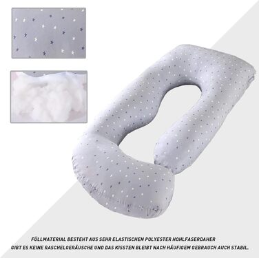 Подушка для вагітних CALIYO J-подібної форми, XXL, 180x70 см. Подушка для годування, бокового сну, комфортна подушка для дорослих з бавовняною підкладкою (зірковий принт)