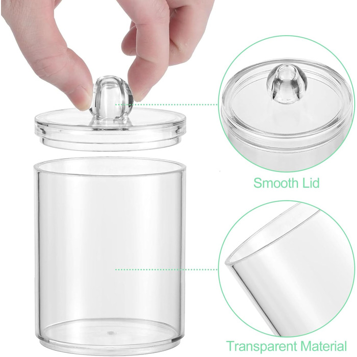 Організатор для косметики: контейнери для ватних паличок та дисків, прозорий, для ванної кімнати та спальні