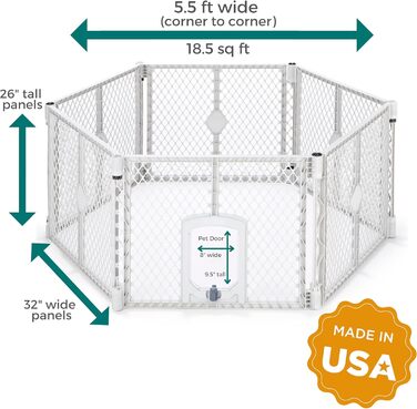 Laufstall для собак North States MYPET Petyard, 6 панелей, 66 см, розкладний, для дому та вулиці, сірий (Feldstone)