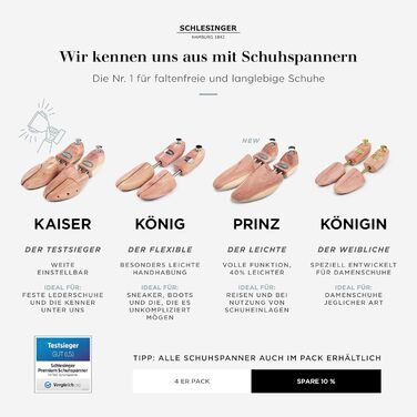 Schlesinger - TESTSIEGER - Premium Men's Shoe Trees made of fine cedarwood for optimal shoe care - Kaiser Model - Includes Free Shoe Care E-Book