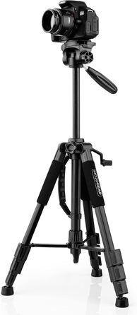 Штатив відео 140 см MOJOGEAR з кріпленням для смартфона - штатив для камери/телефона, трипод з кульковою головкою, алюміній, SAB234
