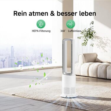 Безлопатевий вентилятор-нагрівач TP18Pro 2-в-1: 10 режимів охолодження, 3 - обігріву, пульт та сенсорне керування, тихий DC-двигун