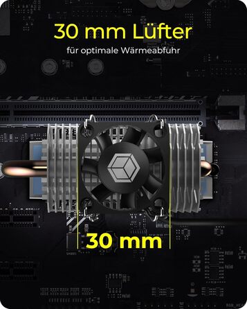 Охолоджувач для M.2 SSD ICY BOX з алюмінієвим радіатором та термопрокладками, без вентилятора, 10 мм, чорний