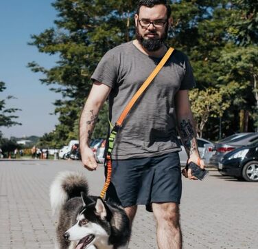 Міцна повідок для собак COSYHOMELONDON, без натягу, з амортизатором, для прогулянок та тренувань, з кріпленням для авторемня, 1,2 - 1,8 м, кольорова
