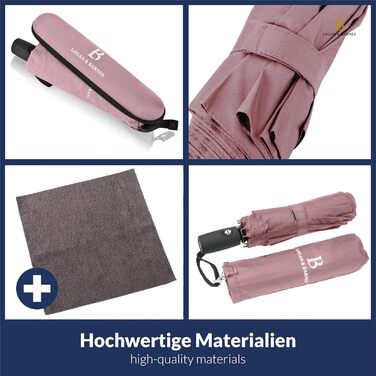 Зонт LOGAN & BARNES Boston (рожевий) - штормовий, з тефлоновим покриттям, до 140 км/год