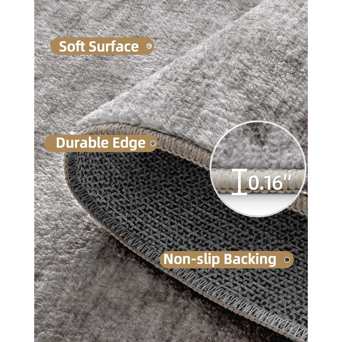 Килимок для дому COLOR&GEOMETRY 60x90 см з неслизьким покриттям TPE, сірий. Можливість прання.