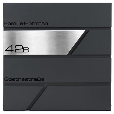 Поштова скринька Verda Anthrazit з газетницею, порошкове покриття AkzoNobel, 2 ключі, табличка з іменем, дизайнерська настінна поштова скринька з нержавіючої сталі