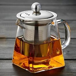 Скляний чайник LiRiQi з ситом із нержавіючої сталі, термостійкий заварник для чаю з кришкою, 950 мл, для зеленого, чорного та фруктового чаю