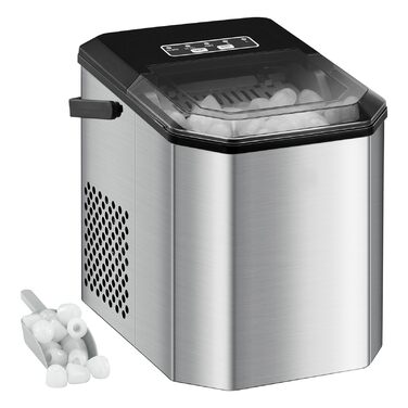Льодогенератор Eiswürfelmaschine 120W, 9 кубиків за 6 хв, 11.8 кг/24год, самоочищення, з лопаткою та кошиком для вечірок, офісу, бару, кемпера, 2.3 л
