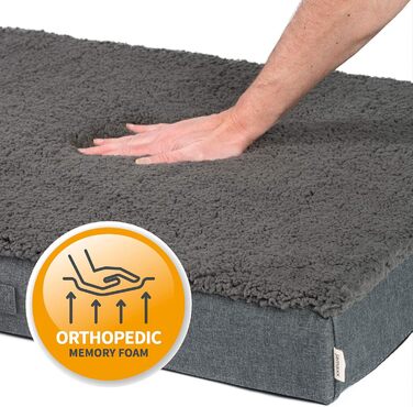 JAMAXX Orthopedic Dog Mattress Washable Cover - Mat with Memory Foam - Oxford Fabric Water-Repellent with Sheepskin Cover - Cozy Dog Bed PDB1012 (L) 120x73 DKL-gray
