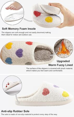 Теплі жіночі домашні тапочки TOPALL з пухом, зимові, м'які, антиковзкі для жінок/чоловіків/унісекс, кольорове кохання, 38/39 EU