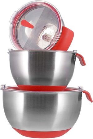 Набір мисок Gräwe: 1L, 2L, 4L, з нержавіючої сталі з кришкою, антиковзний низ