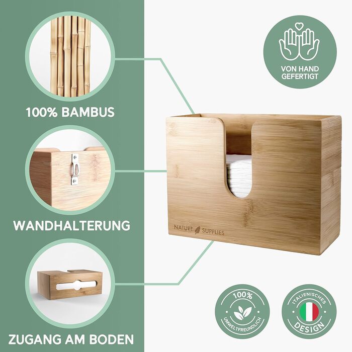 Nature Supplies Wooden Paper Towel Dispenser - Paper Towel Holder with Wall Mount or Tabletop Use, for C-, Z-, or Interfold-Folded Paper Towels