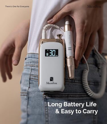 Професійний електричний фрезер для нігтів MelodySusie, акумуляторний, для акрилових нігтів, бездротовий, портативний, для манікюру та педикюру вдома та в салоні (Білий)