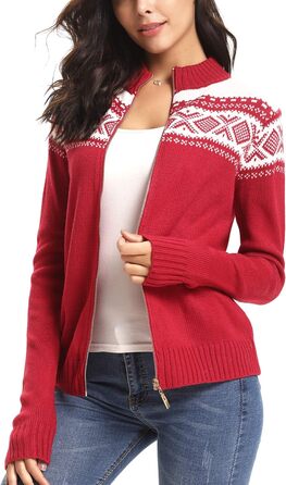 Жіночий святковий кардиган Sykooria з блискавкою, червоний, розмір S-X