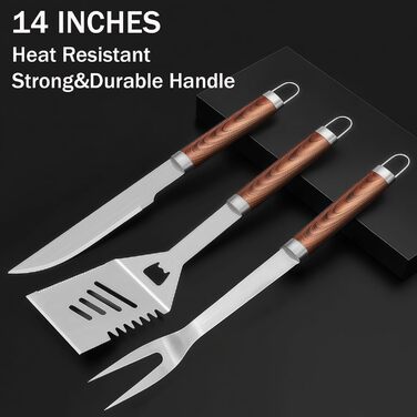 Набір гриля з нержавіючої сталі 20 предметів, BBQ набір для гриля, аксесуари для гриля, подарунок для чоловіків, для пікніків та кемпінгу