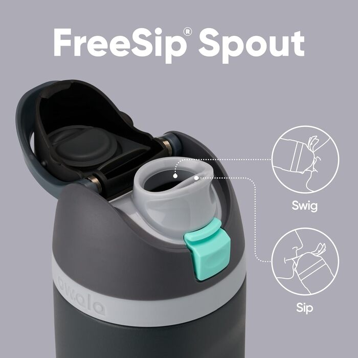 Пляшка спортивна Owala FreeSip 710 мл з соломинкою, нержавіюча сталь, Foggy Tide - для фітнесу, подорожей, без BPA