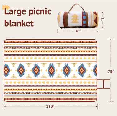 Пікнікова ковдра LARUTAN Boho 200x200 см, пляжна, водонепроникна, легка, складна, прана, для пляжу, кемпінгу, відпочинку, пікніка, барбекю, подорожей, зелена (беж, 200x300 см)