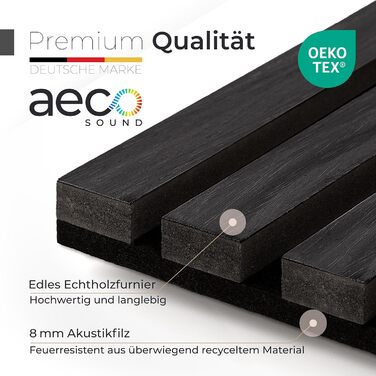 Акустичні стінові панелі з натурального дерева горіх та чорного фетру, 120x60 см, набір 2 шт. — 3D панелі для шумоізоляції та оздоблення стін