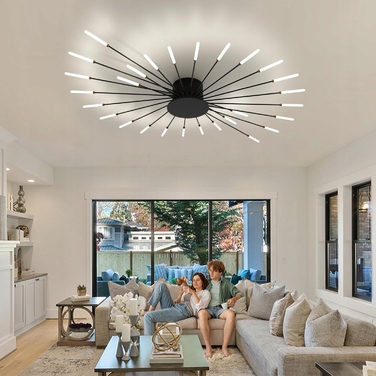 Сучасна LED-люстра GOECO, чорна, 100 см, 3150 лм, 28 Вт