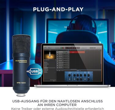 Marantz Professional MPM-1000U: USB мікрофон з великою мембраною та нирковою характеристикою для подкастів, студії та геймінгу