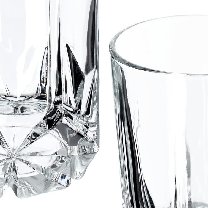 KADAX Drinking Glasses Set of 6, made of high-quality glass, water glasses, thick-walled juice glasses, ribbed glasses for water, drinks, juice, party, cocktail glasses, beverage glasses (tall, 245ml)