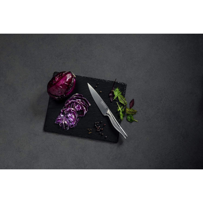 Nirosta Swing Knife Set, Various knives with a functional part made of high-quality stainless steel, premium knives with a non-slip handle, high-quality knives for every occasion (Color: Silver), Quantity: 1x 4-piece set