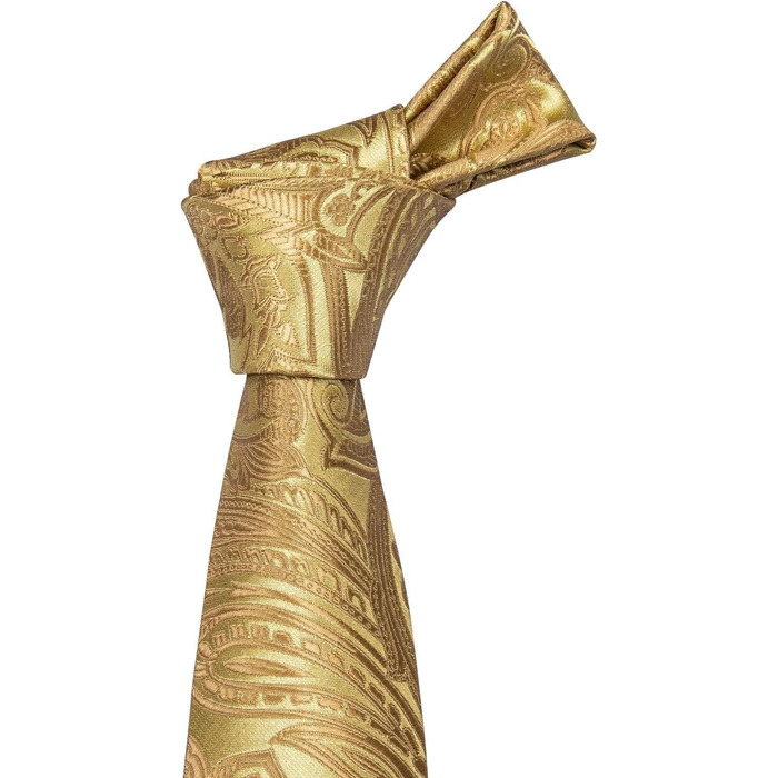 Набір краваток Barry.Wang: шовкові краватки з квітковим візерунком Paisley, нагрудна хустинка, запонки та затискач для краватки. Ідеально для урочистих подій, весілля та свят. Золотий колір.