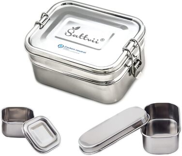Premium Stainless Steel Lunch Box & Lunchbox Set | Rust-Free & Sustainable | Dishwasher Safe | Gift for Kids | Includes 2 Mini Containers | BPA-Free