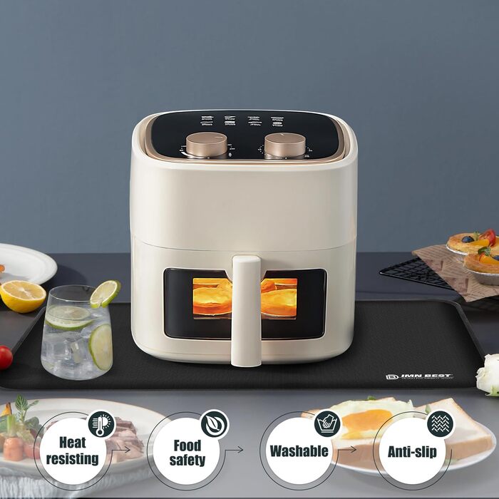 Термостійкий килимок для фритюрниці, захист робочої поверхні, силіконовий, чорний, 60*40 см (2 шт.)