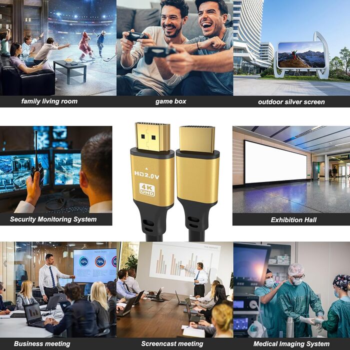 HDMI кабель 4K 25м, Highspeed 2.0, 18Gbps, Ultra HD, Ethernet, Audio Return, HDR, 3D, Arc, сумісний з Xbox, PS5/PS4, HDTV, ноутбук (золотий)