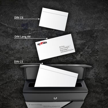 Поштовий ящик Grafner Premium персоналізований RAL 7016 з газетницею та 2 ключами, антрацитовий, з гравіюванням (ім'я, вулиця, номер будинку), комплект для монтажу