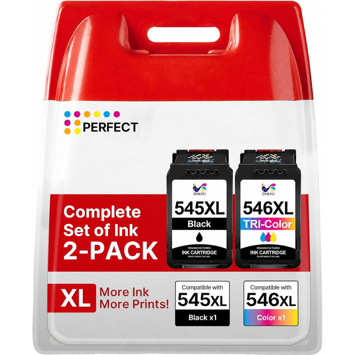 Картриджі PG-545XL та CL-546XL сумісні для принтерів Canon Pixma (комплект чорний та кольоровий, збільшений об'єм XL)